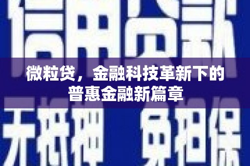 余江微粒贷，金融科技革新下的普惠金融新篇章